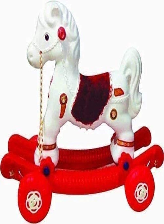 Maanit 2 in 1 Horse Rider for Kids 1-5 Years Old Interactive Birthday Gift for Kids (Red & White) - Image 1